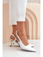 Lakierowane Szpilki Z Odkrytą Piętą Białe Filona