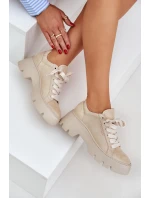 Sneakersy Buty Sportowe Na Platformie CheBello 4632 Złote