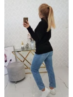 Polovičný sveter s rolákom čierny Polovičný sveter s rolákom čierny