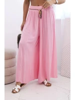 Dámske viskózové nohavice so širokými nohavicami candy pink