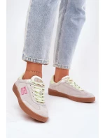 Zamszowe Buty Sportowe Sneakersy Damskie D.Franklin DFSH387005 Zgaszona Biel