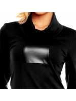 Dámske luxusné spoločenské a casual šaty zdobené doplnky z eko-kože čierne - Čierna / L - Lental Dámske luxusné spoločenské a casual šaty zdobené doplnky z eko-kože čierne - Čierna / L - Lental