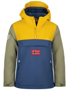 Trollkids Detská nepremokavá bunda do dažďa Kirkenes Anorak Yellow/Blue (322-703)