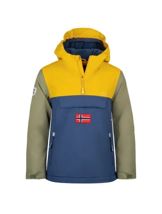 Trollkids Detská nepremokavá bunda do dažďa Kirkenes Anorak Yellow/Blue (322-703)