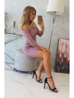 Pruhované vypasované šaty tmavo ružové