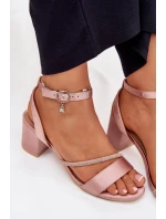 Sandały Damskie Na Słupku Z Cyrkoniami Vinceza 20268 Beżowe