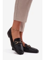 Półbuty Loafersy Damskie Z Ozdobą Czarne Priscelle