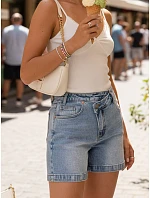 Dámske džínsové šortky s vysokým pásom modré FashionStreet SY0519