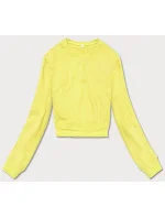 Tenká krátka žltá dámska tepláková mikina (8B938-33)