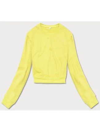 Tenká krátka žltá dámska tepláková mikina (8B938-33)