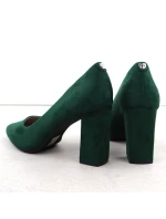 Zelené semišové lodičky na ihlovom podpätku Sergio Leone PB216