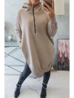 Zateplená mikina s bočnými rázporkami béžová