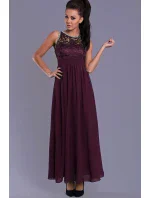 Dámske spoločenské šaty EVA LOLA s čipkou a kamienkami dlhé tmavo modrá