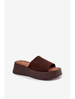 Ženské platformové nazouváky Čokoládové Liorisse