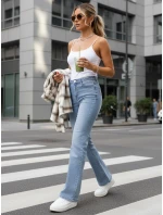 Dámske modré džínsy s vysokým pásom FashionStreet UY2913