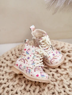 Dziecięce Botki Ocieplane Z Suwakiem Jednorożce Beżowe Tiptop