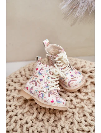 Dziecięce Botki Ocieplane Z Suwakiem Jednorożce Beżowe Tiptop