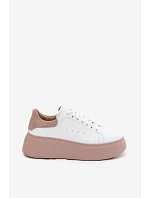 Dámske kožené tenisky na platforme Zazoo N408S2 white Dámske kožené tenisky na platforme Zazoo N408S2 white