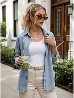 Dámska modrá džínsová košeľa FashionStreet DY0490 Dámska modrá džínsová košeľa FashionStreet DY0490