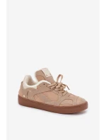 Sneakersy Damskie Na Platformie Ocieplane Futerkiem Beżowe Solvia