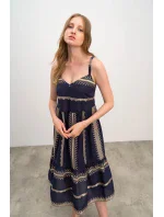 Dámske šaty 16501 Tmavomodré s béžovým vzorom - Vamp Dámske šaty 16501 Tmavomodré s béžovým vzorom - Vamp