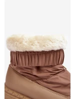 Śniegowce Damskie Na Grubej Podeszwie Ciemnobeżowe Lureta