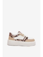 Damskie Sneakersy Na Platformie Big Star SS274357 Panterka Biało-Beżowe