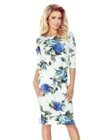 Dámske športové šaty netopierie strih s vreckami na zaväzovanie kvetované modré - Biela / S - Numoco