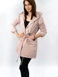 Dámska prechodná bunda parka púdrovo ružová (w806)