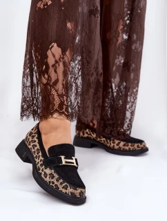 Zamszowe Mokasyny Damskie Panterka Vinceza 66791 Czarne