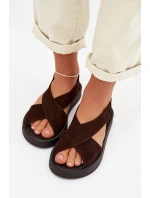 Dámské sandály Zazoo 3196 z přírodního semiše Čokoládové
