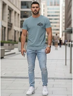 Pánske bavlnené tričko so športovou potlačou petrol FashionStreet NX5084R