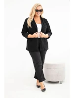 Dámske sako Plus Size z manšestru s klopami a vreckami, čierne Dámske sako Plus Size z manšestru s klopami a vreckami, čierne