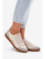 Skórzane Sneakersy Damskie Zazoo N1220 Beżowe