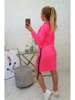 Šaty s kapucňou a potlačou ružové neónové
