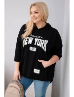 Dámska mikina Plus Size s kapucňou a klokaním vreckom čierna Dámska mikina Plus Size s kapucňou a klokaním vreckom čierna