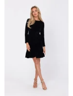 M765 Šaty s volánovým lemom - čierne
