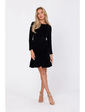 M765 Šaty s volánovým lemom - čierne