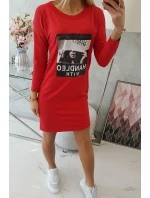 Šaty s potlačou rukoväte v červenej farbe Šaty s potlačou rukoväte v červenej farbe