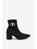 Dámske topánky na podpätku so zlatými detailmi Zazoo 3128 Black