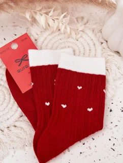Dámské Vánoční Ponožky Ve Srdíčkách Červené