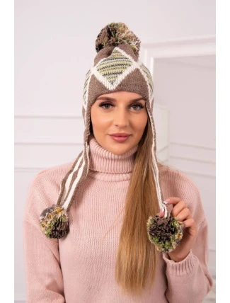 Dámska klapka na uši Eunika K322 cappuccino+ecru