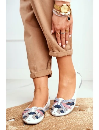 Dámske kožené baleríny Maciejka White 01358-21