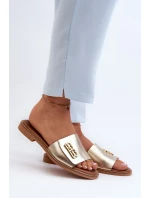 Zazoo Elegantné dámske kožené papuče zlaté