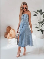Džínsové midi šaty s opaskom SUMMER SKY blue FashionStreet EY2585