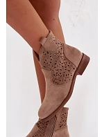 Dámske perforované členkové topánky HY61-8026 Beige - S.Barski