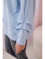 Bavlnená blúzka s mašľou modrá