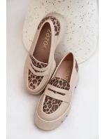 Dámske kožené mokasíny s platformou a plochými podpätkami Leopard Light Beige Zazoo 20191 Dámske kožené mokasíny s platformou a plochými podpätkami Leopard Light Beige Zazoo 20191