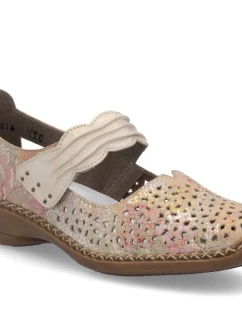 Dámske kožené ažurové topánky na suchý zips Rieker 41399-92