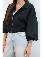 Dámska bavlnená bunda typu bomber na zips, čierna